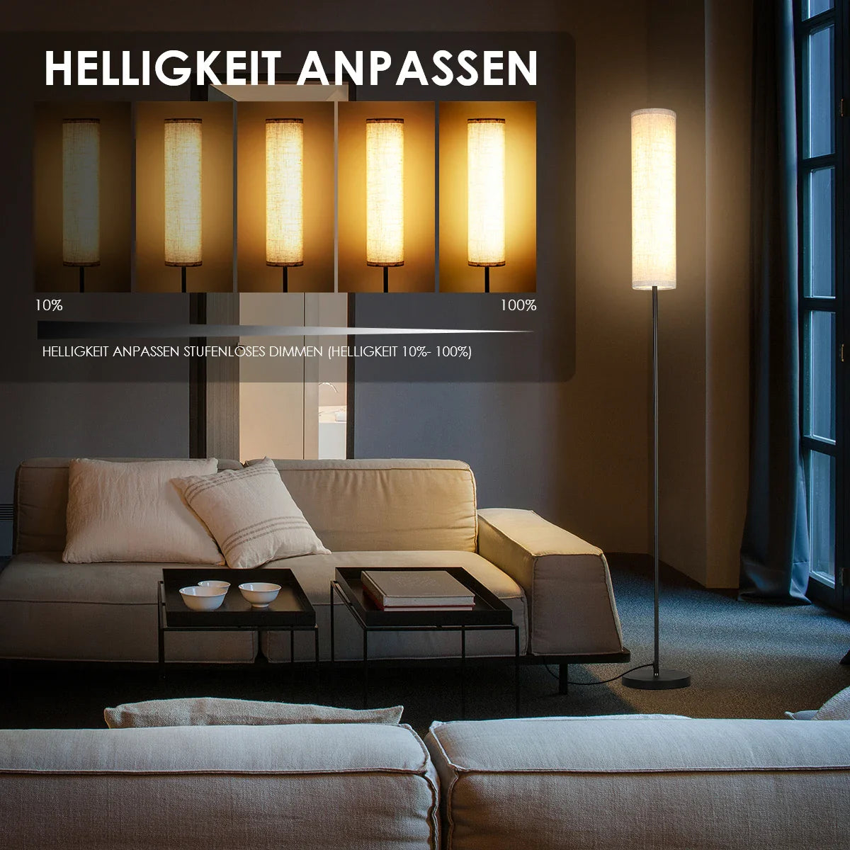 Lumivelo Alto | dimbar LED-golvlampa med fjärrkontroll, 170 cm hög