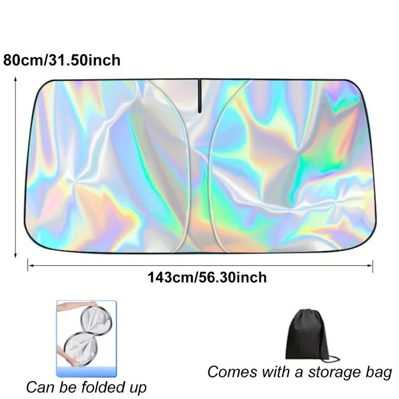 Carvallo Fällbart Bilsolskydd | Värmeskydd med Lasereffekt | UV-blocker för vindrutan | Reflekterande & Kompakt