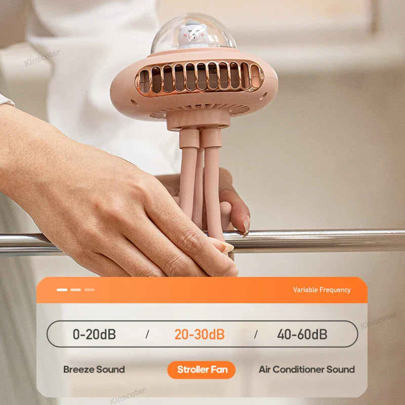 Carvallo-Ventilator Brisano ClipFlex | Fällbar & Återuppladdningsbar | 2000 mAh Batteri | 4 Hastigheter | Med klämma för barnvagn, bord & på språng