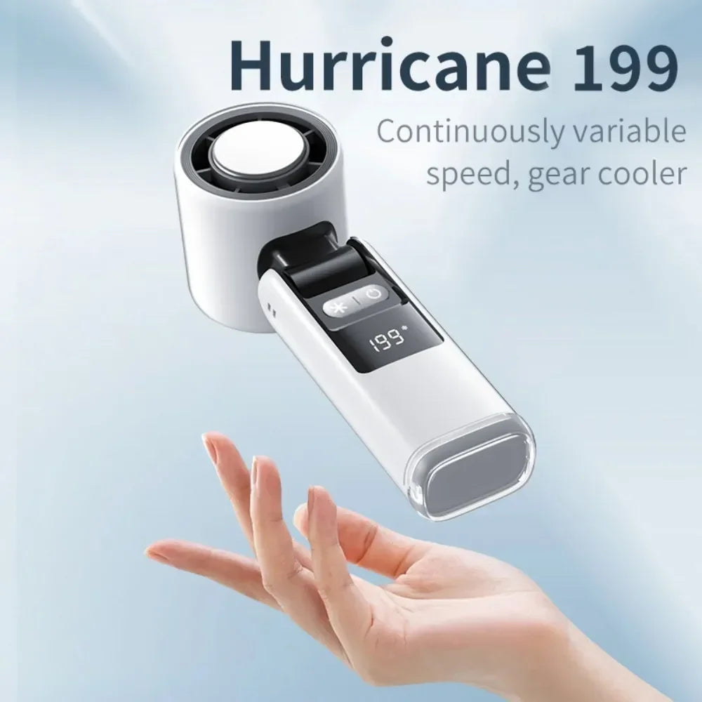 Carvallo-Ventilator FrostaBreeze 199 | Bärbar & Halsventilator | 199 Vindsteg, LED-display & Kalluft-läge | 4000 mAh Batteri