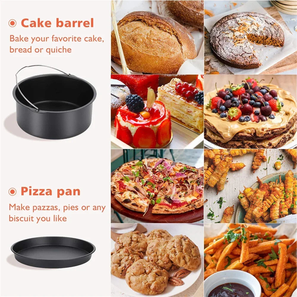 Carvallo Rund Bakform 6/7/8 Tum med Handtag | Non-stick Bakform för Tårtor, Pizza & Airfryer | Stål Bakform med Beläggning | Ugns- & diskmaskinssäker