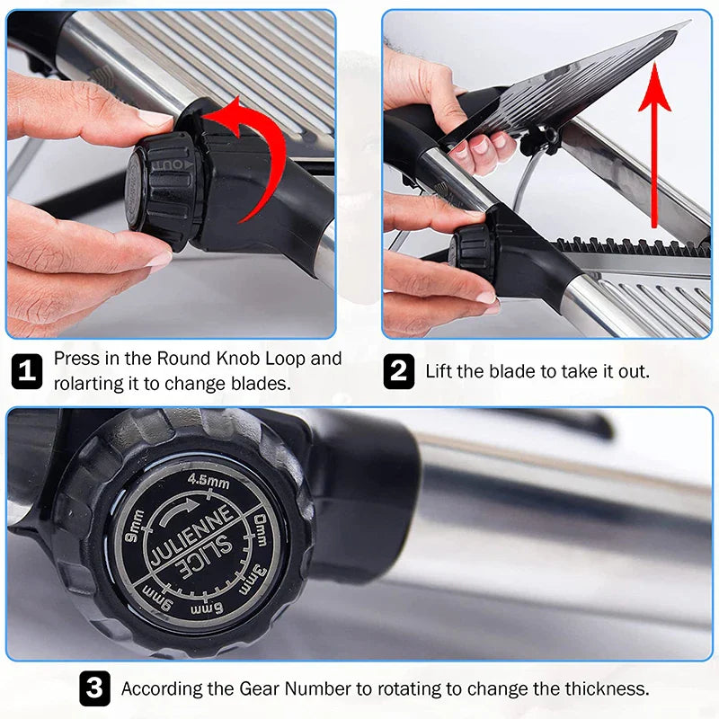 Carvallo SchnittProfi | Justerbar Mandolin | Rostfria blad | För potatis, tomater & mer