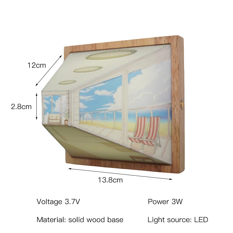 3D Konst Naken Öga Vision Nattlampa – Kreativ Trä Vägglampa för Vardagsrum &amp; Hem Dekor