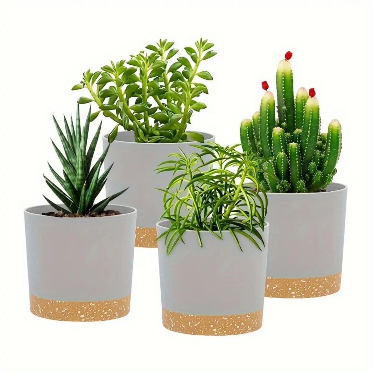 Carvallo Planter med Avtagbart Botten | Andningsbar Blomkruka | Självvattnande & Korrosionsbeständig | 4-pack