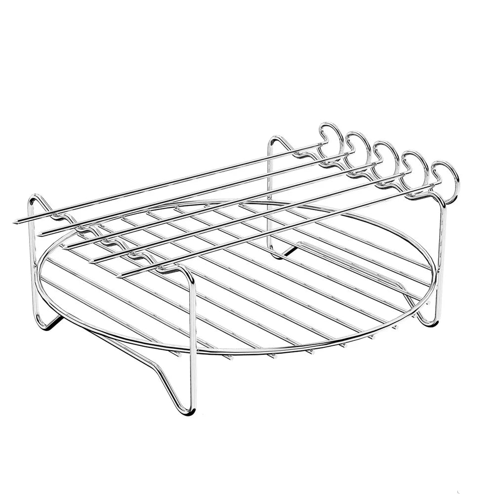 Carvallo rostfritt stålställ för luftfritös | Dubbelskikts insats & bakplåt | Tillbehör för Airfryer, BBQ & ugn | Diskmaskinssäker & rostfri