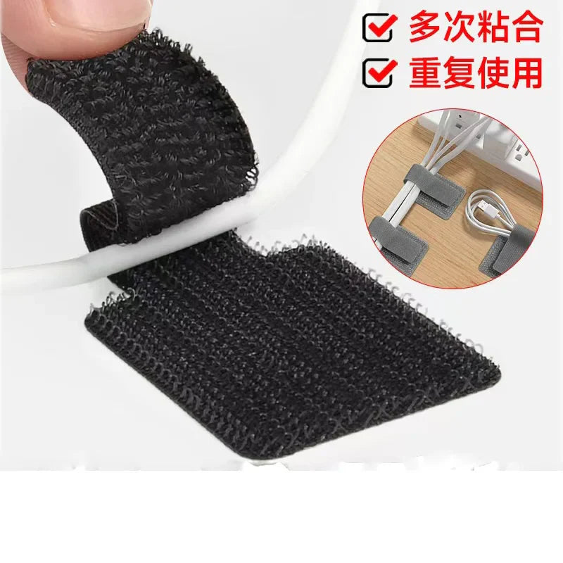 Carvallo Återanvändbara kardborre-bandslingor | Självhäftande & Justerbar | Nylon-kabelhantering för skrivbord & hem