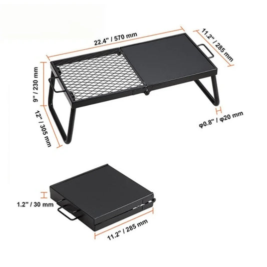 Carvallo Fold Fällbar Grillgaller | Bärbar Rostfritt Stål-Grillställning | För BBQ, Camping & Utomhus | 32 × 21 × 16 cm