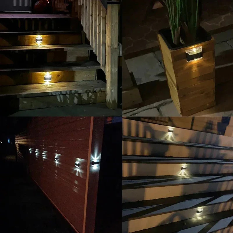 Carvallo Solar-vägglampa i 4-pack | Rörelsesensitiv | IP65 Vattenskydd | Varmvitt LED-ljus