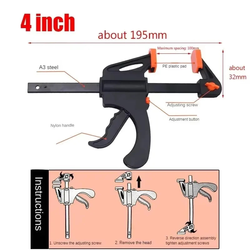 Carvallo Mini F-skruvklämma för träarbeten | Snabbspänningsklämma med spärrmekanism | 1 styck – Kompakt & robust