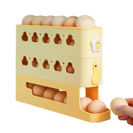 Carvallo Ägghållare för kylskåp | 3-lagers rullorganisatör | Platsbesparande & stötsäker | För upp till 24 ägg | 33,3 × 7,1 × 23,5 cm