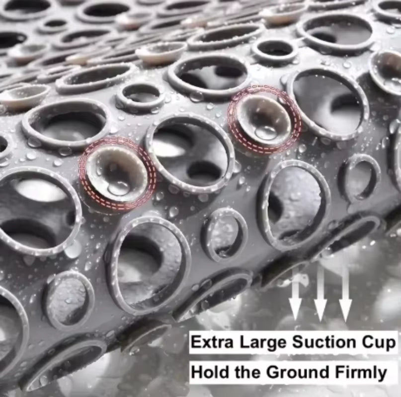 Royallure rektangulär PVC halkskydds-duschmatta – avloppshål badsäkerhet, hållbart grepp