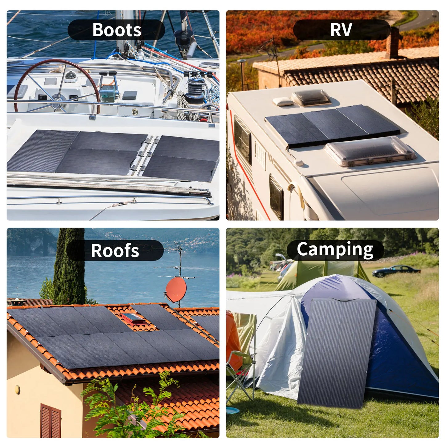 Carvallo Solpanel SunWave Pro | 100 W / 200 W | IP68 Vattentät | Ultralätt & Flexibel | För Balkong, Husbil & Off-Grid