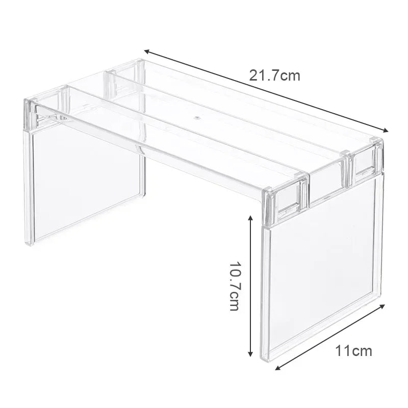 Carvallo-Organizer ClearStack Duo | Transparent hyllavdelare | Platsbesparande förvaringshylla | 14,7×11,1×10,7 cm / 21,7×11,1×10,7 cm