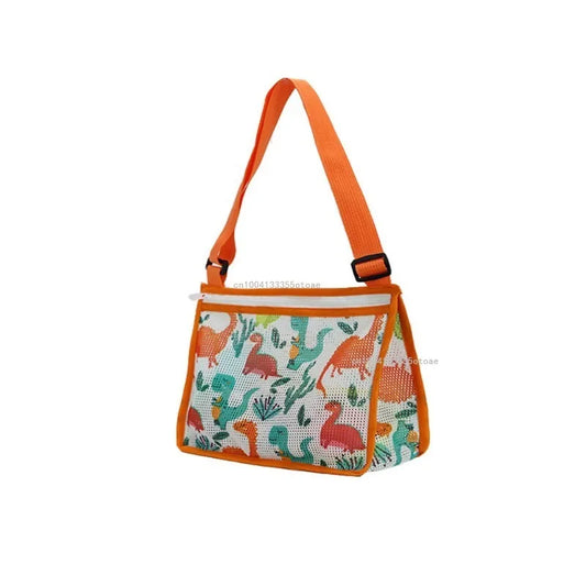 Carvallo Kids Fällbar Strandväska för Barn | Nätväska för Snäckor & Leksaker | Justerbar Bärrem & Dragkedja – 25×20×10 cm