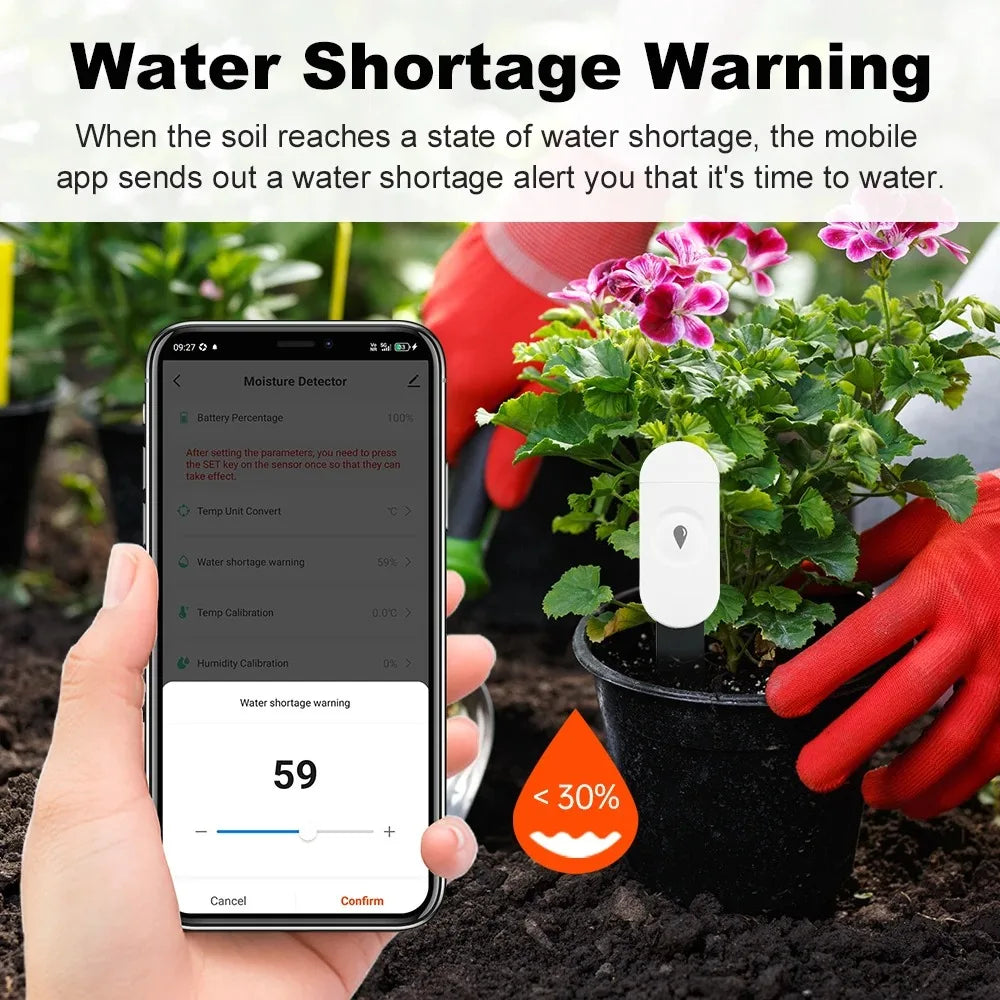 Carvallo Markfuktighetsensor GrowGuard | Zigbee 3.0 | App- &amp; röststyrning | För växtvård &amp; trädgårdövervakning