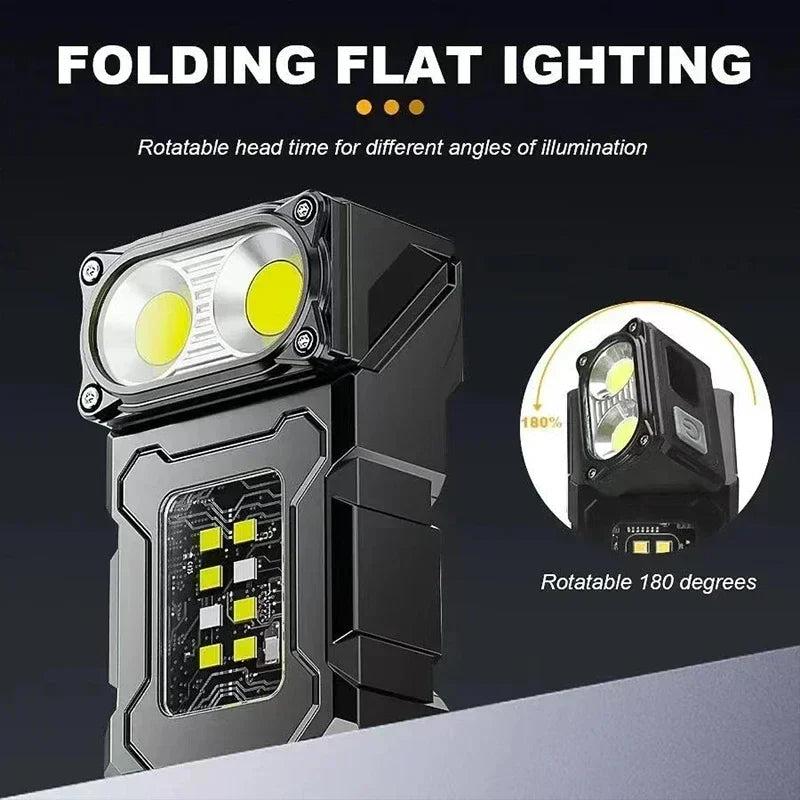 Carvallo Mini-LED-ficklampa med magnetfot &amp; powerbank-funktion | USB-C laddningsbar | COB-nödbelysning för camping &amp; utomhus