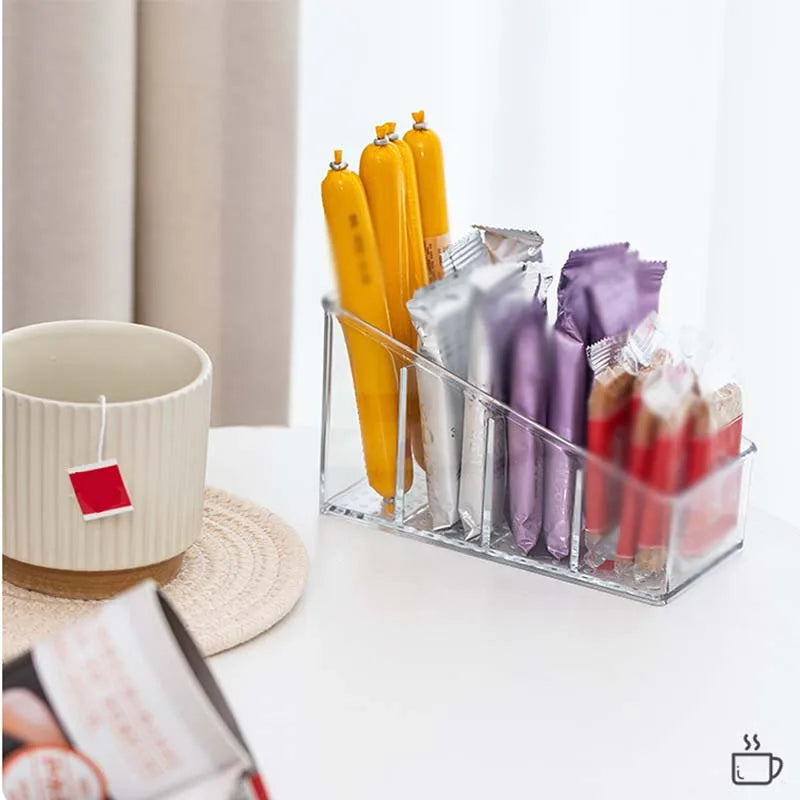 Carvallo Organizer BambuGrid 4-fack | Fjärrkontrollhållare & Förvaringsbox | Bambu & Plast | För Kontor, Bad & Vardagsrum