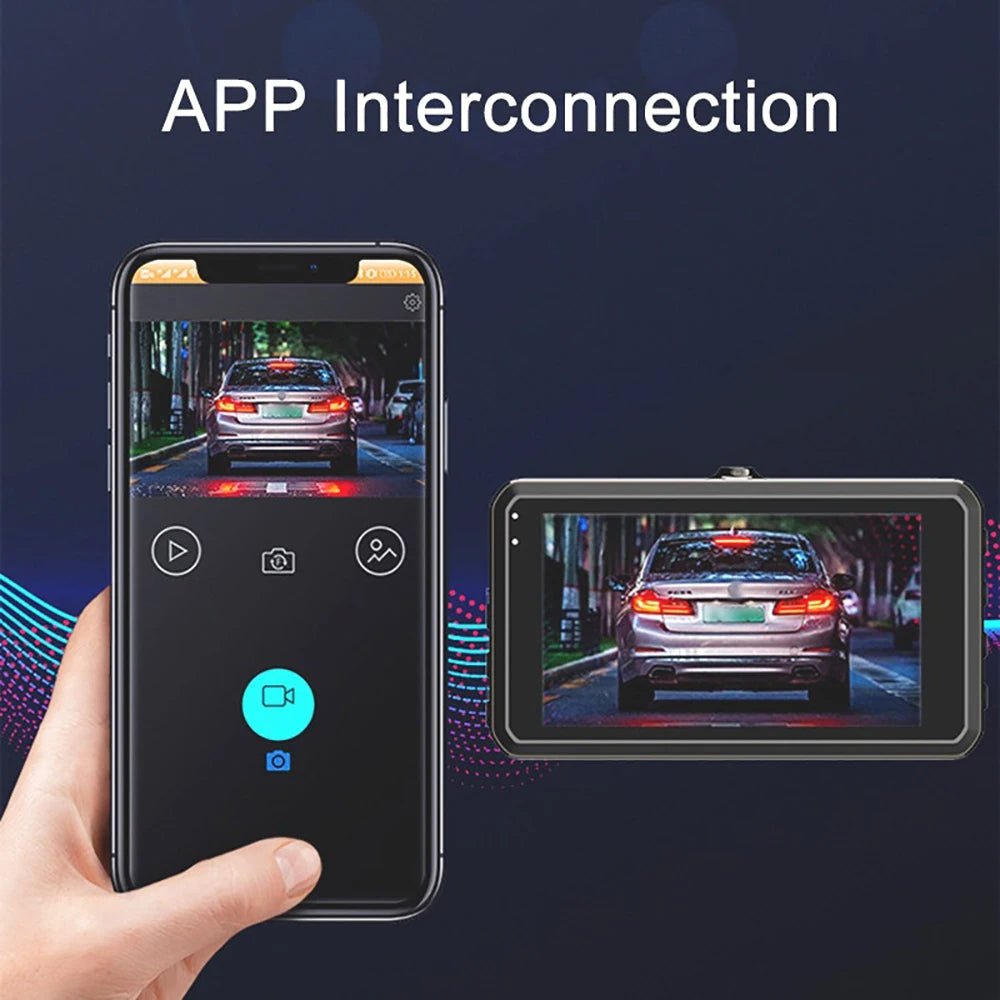 1080P WiFi Dubbelkamera Dash Cam – Främre &amp; Inuti Bilkamera med IR Nattvision &amp; Loopinspelning