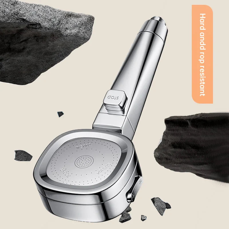 Carvallo AquaJet Flow | 3 stråltyper | Vattensparande & tryckförstärkande | Handdusch i silver