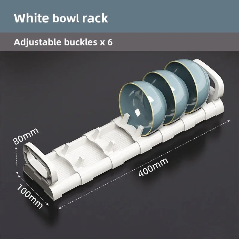 Carvallo FlexiRack | Justerbar skål- och tallrikshylla | Med avrinning för låda och köksskåp