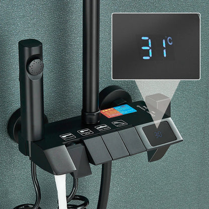 Klynta Noir | Digitalt duschsystem med regnduschhuvud och bidétvattenslang