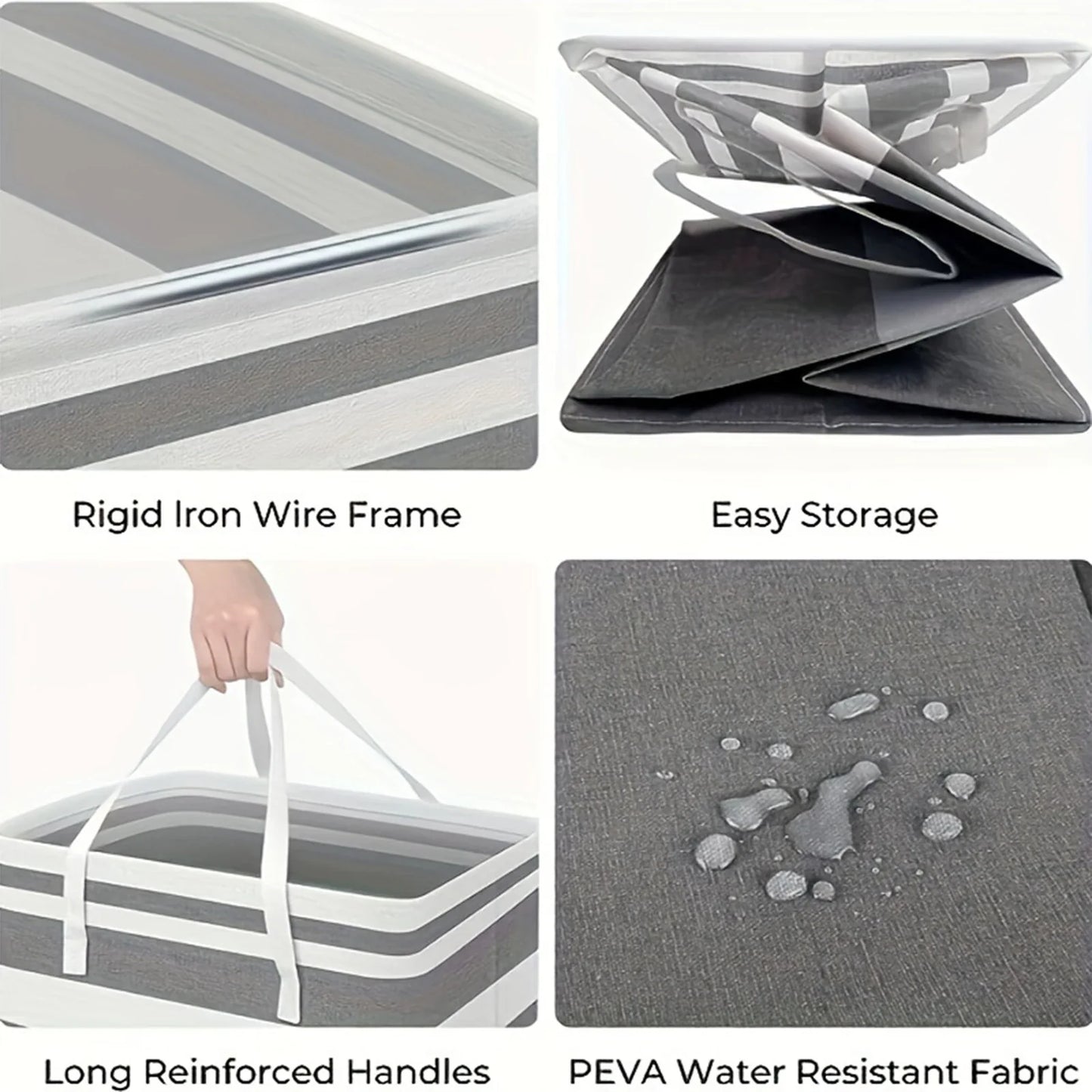 Carvallo FlexCarry tvättkorg 75 L med handtag | Fällbar & Robust | Tvättsamlaren för hemmet, studentbostad & hotell