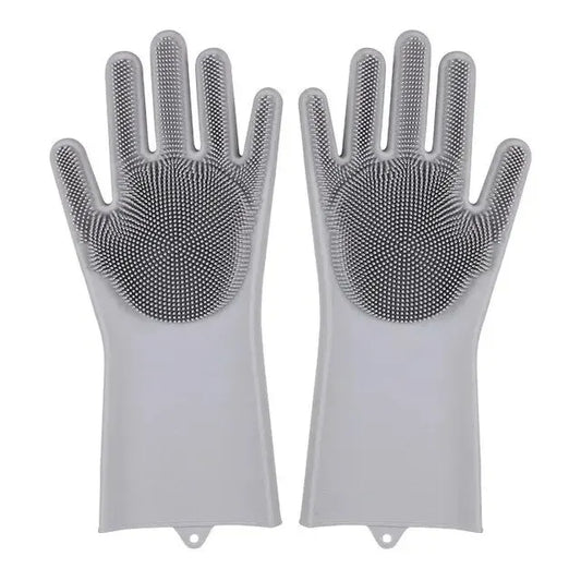 Carvallo- & Reinigningshandskar CleanGlove MagicScrub | Silikonskar med borsthud | Värmebeständig & livsmedelsklassad | 32,5×11,5 cm