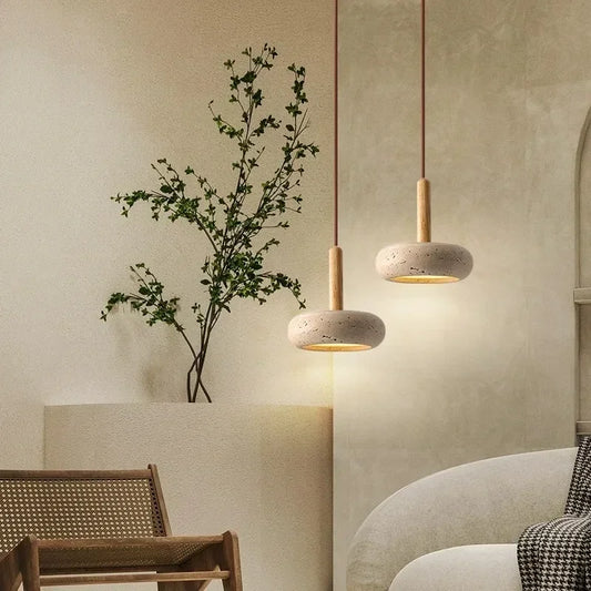 Liten Pendellampa med Travertinsten Design – LED Inomhuslampa för Vardagsrum och Sovrum