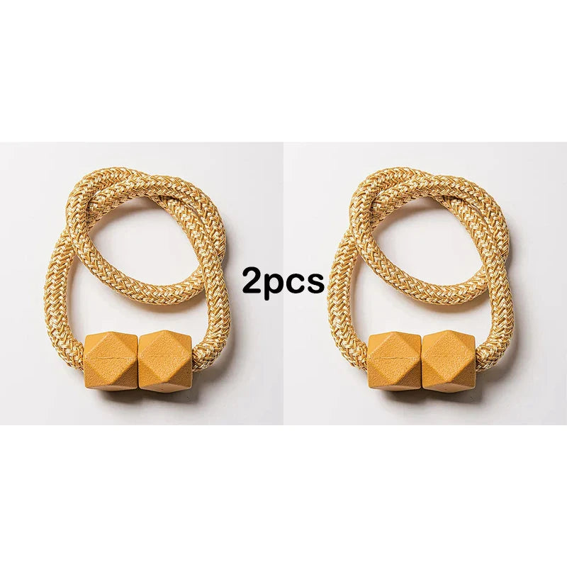 Carvallo gardinstång med magnet | 2-pack | Tjock rep-design & Stark grepp | För vardagsrum, sovrum & kök