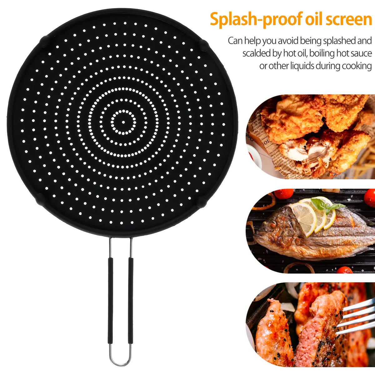Carvallo CookSafe FlexGuard | Silikon &amp; Rostfritt stål | Fällbart stänkskydd för panna &amp; gryta | 50×32 cm | Värmetålig &amp; Diskmaskinssäker