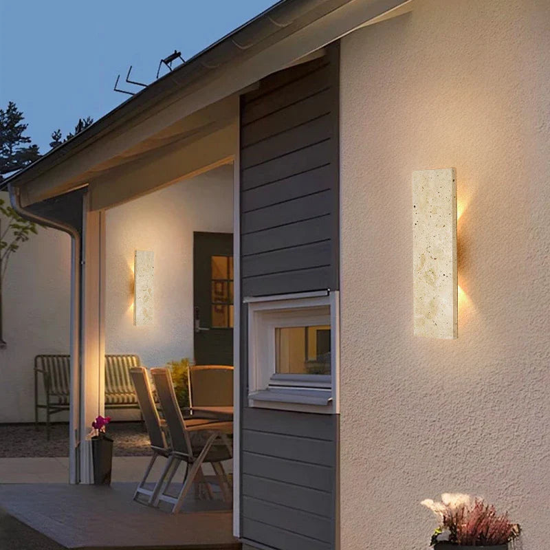 Utomhus vattentät LED-vägglampa med design av natursten – Mångsidig sconce-lampa för inomhus- och utomhusbruk