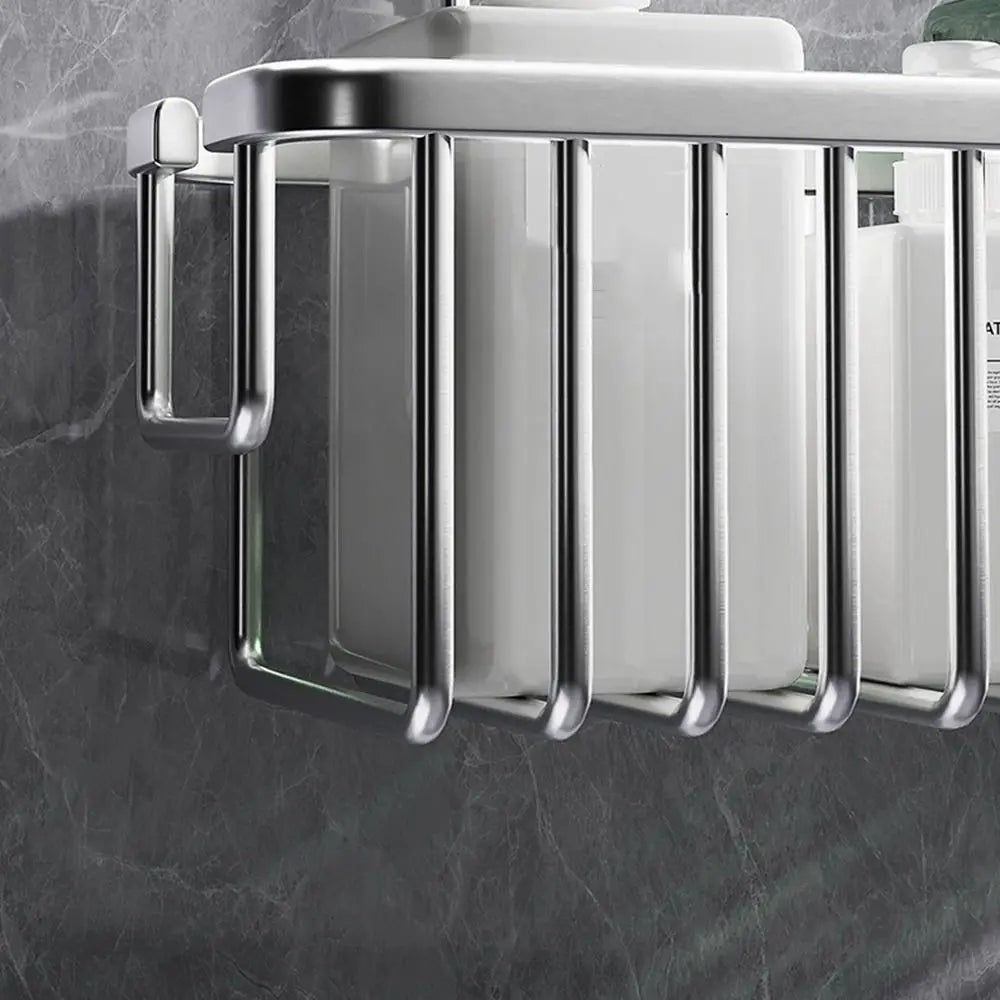 Carvallo AeroRack Hängande Duschhylla av Aluminium | Rostfri Duschhylla med Krok | Stor Kapacitet för Schampo & Badaccessoarer