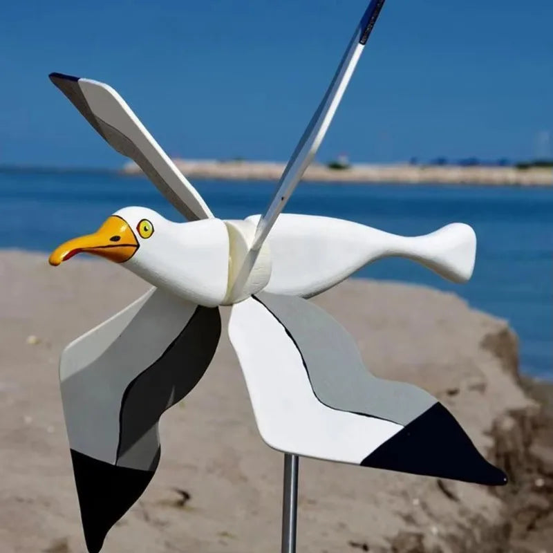 Carvallo-Deko Vindfågel SkyGull | Kreativ Vindspinner med måsdesign | Väderbeständig & höjdjusterbar | 25 cm Figur