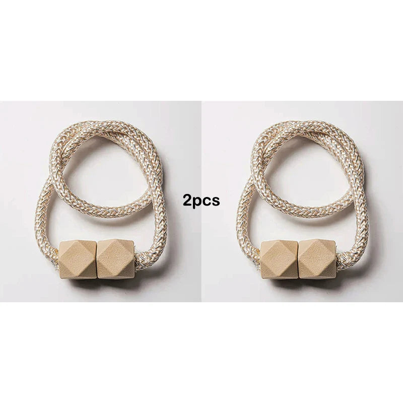 Carvallo gardinstång med magnet | 2-pack | Tjock rep-design & Stark grepp | För vardagsrum, sovrum & kök