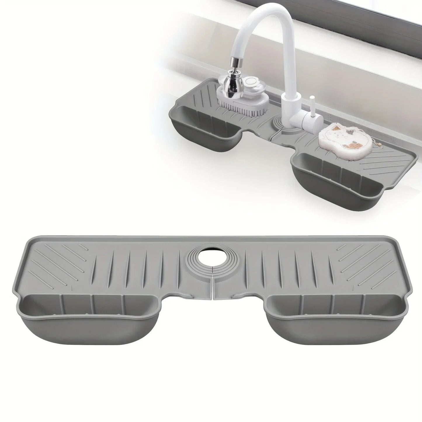 Carvallo Spülmatte | Rutschfast & mögelfri | Värmebeständig silikonavlastningsmatta för diskho & kran | Fällbar & diskmaskinssäker