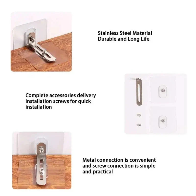 Carvallo Anti-Kipp Fäste Set 4-delat | Justerbar & Självhäftande | För hyllor, skåp & byråer