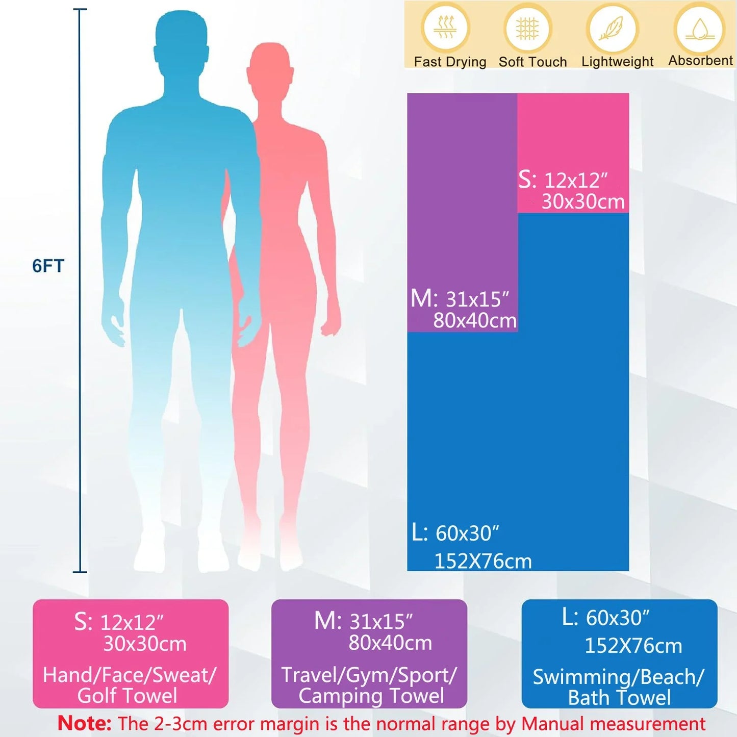 Carvallo Handduk DryWave Pro | Snabbtorkande & Ultralar | 40×80 cm | För Sport, Resor & Strand