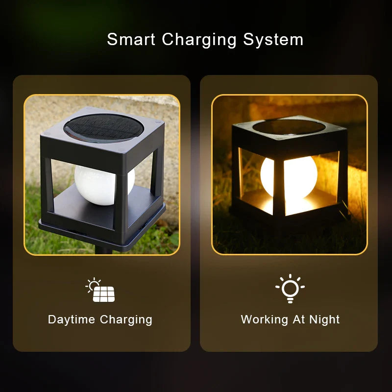 Carvallo Postlampa LumiPillar Eco | Vattentät & Trådlös | 8 Timmars Belysning | För Trädgård, Porter & Träpkant