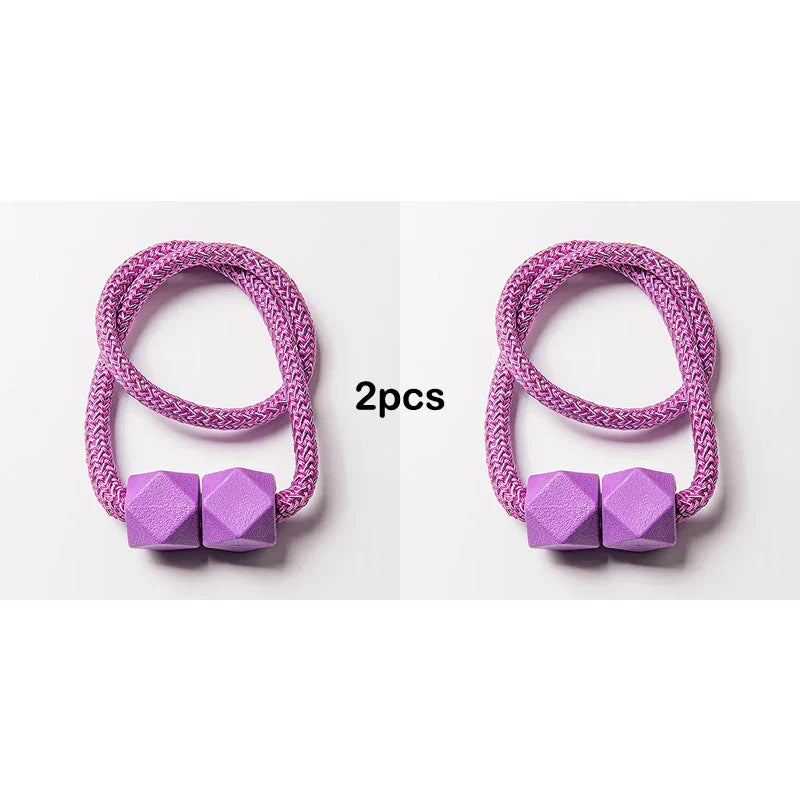 Carvallo gardinstång med magnet | 2-pack | Tjock rep-design & Stark grepp | För vardagsrum, sovrum & kök