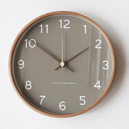 Lyxig Väggklocka i Trä och Glas med Minimalistisk Design