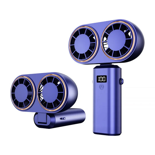 Carvallo Go Dubbel-Turbo Fällfläkt | 5 Hastigheter | USB-Laddning | Bärbar Handfläkt för Sommar & Resor