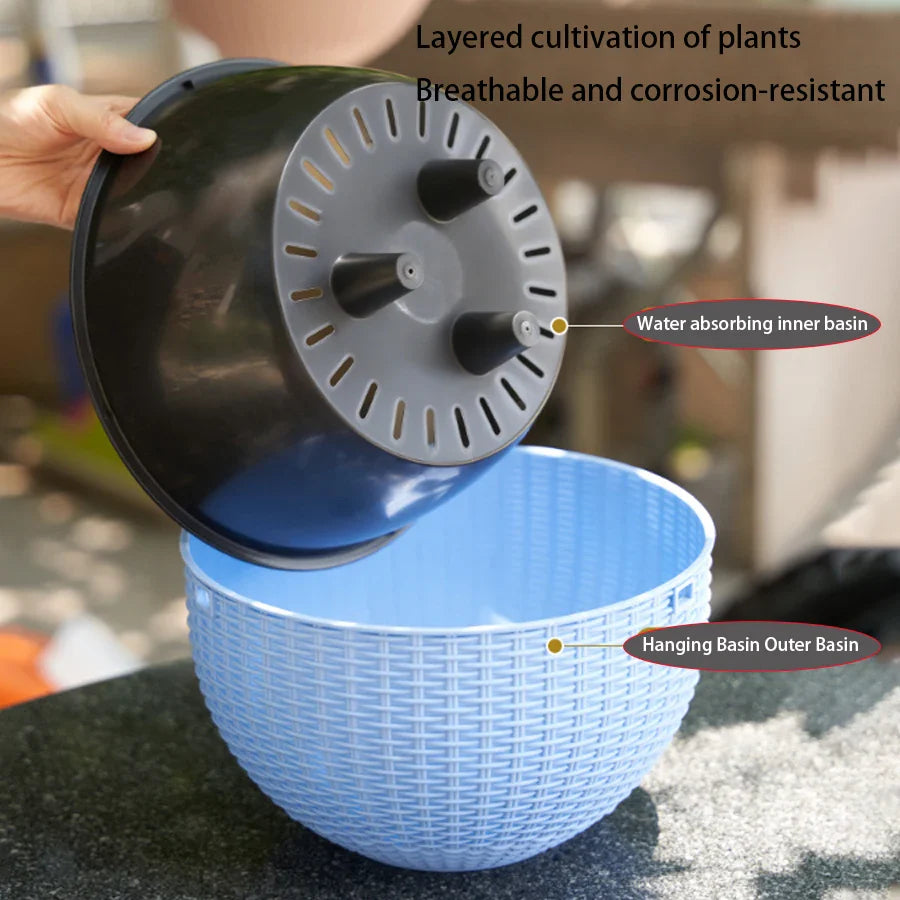 Carvallo Bloom Hängande kruka | Europeisk stil | Skalmönster & Rattanutseende | För trädgård, balkong & inomhus