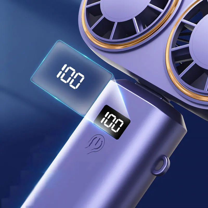 Carvallo Go Dubbel-Turbo Fällfläkt | 5 Hastigheter | USB-Laddning | Bärbar Handfläkt för Sommar & Resor