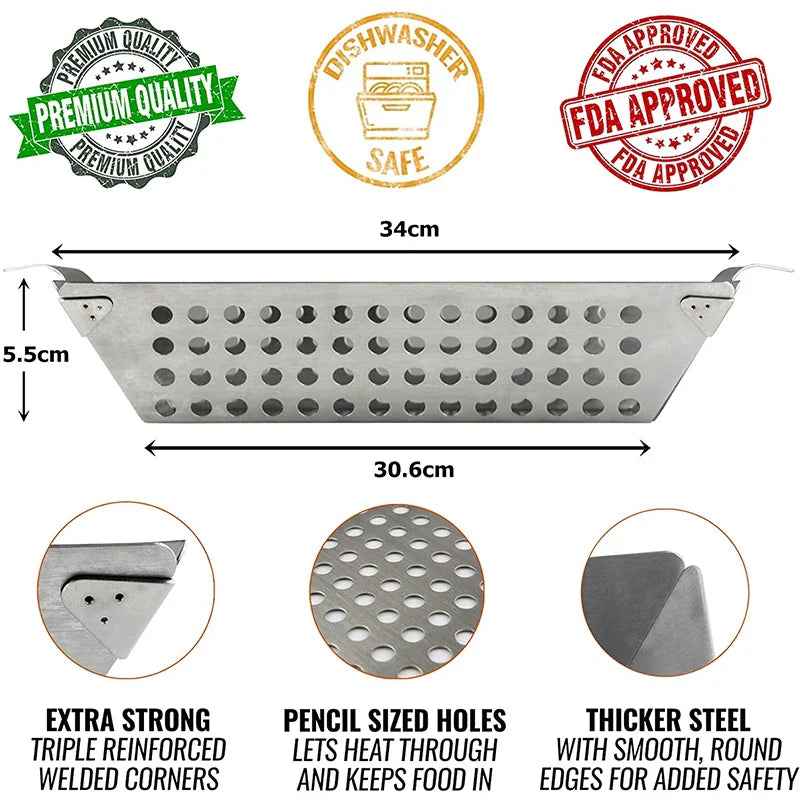 Carvallo Grillkorg i rostfritt stål | För grönsaker & grillat | Värmebeständig & Rostfri | För gas- & kolgrill