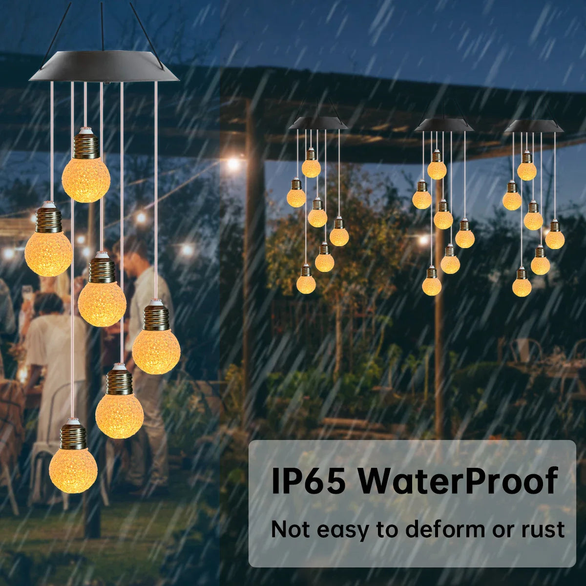 Carvallo Ljusspel Solar Vindspel LED-Kula | Färgväxlande & Väderbeständig | Hänglampa för Trädgård & Balkong