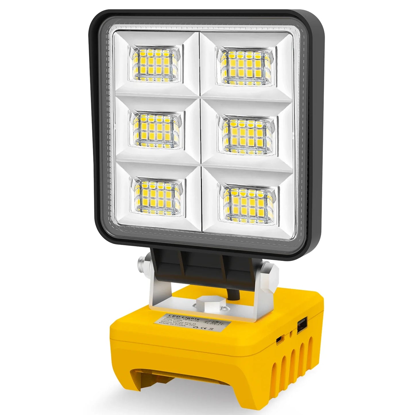 Carvallo 48 LED Arbetsljus | 48W Batteribygglampa | 5200 Lumen | USB-C Laddport | För DeWalt-batterier (utan batteri)