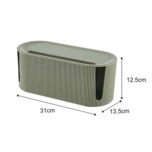 Carvallo kabelhanteringslåda 31×13,5×12,5 cm | Med lock & ventilation | För vägguttag, Wi-Fi-router & laddkablar