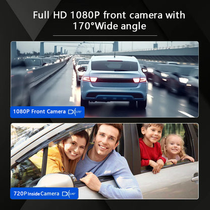 1080P WiFi Dubbelkamera Dash Cam – Främre &amp; Inuti Bilkamera med IR Nattvision &amp; Loopinspelning