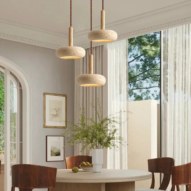 Liten Pendellampa med Travertinsten Design – LED Inomhuslampa för Vardagsrum och Sovrum