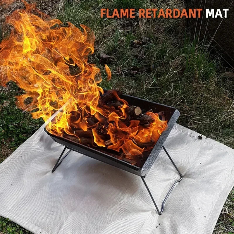 Carvallo Brandskydd Campingmatta | Värmebeständig & Brandsäker | Ideal för Grill & Eldstad | Glasfiber Beige